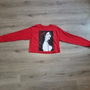 Selena Quintanilla Official Graphic Long Sleeve Crop‎ Top Red Womens Medium